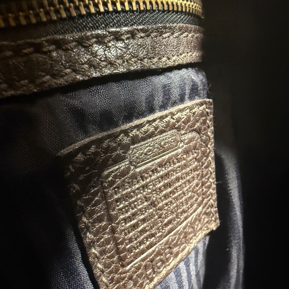 Coach Brown Pebble Leather Backpack - Picture 10 of 11